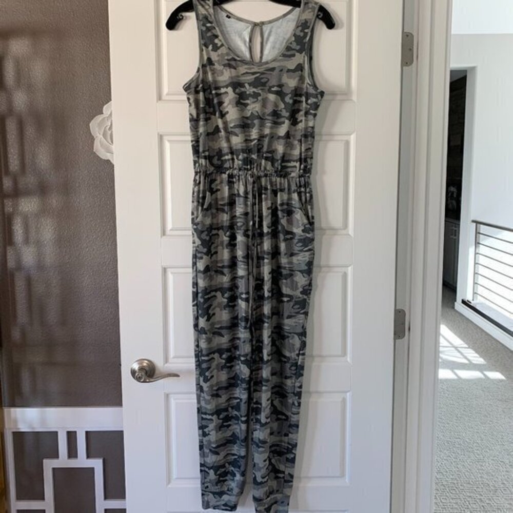 Sleeveless Green Camo Jumpsuit